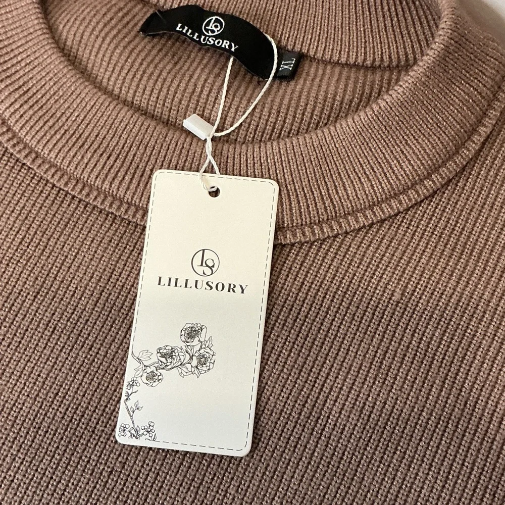 Lillusory Oversized Ribbed Sweater XL NWT Neutral Lounge Pullover - Picture 8 of 8